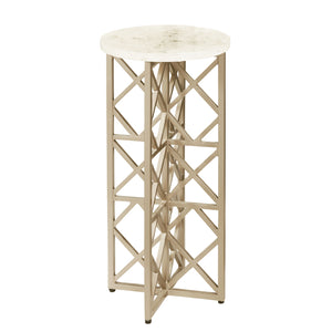 Gypsum Stone-Top Drink Table with Metal Base Silver with Stone and Metal Finish P301592 Pulaski Furniture