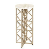 Gypsum Stone-Top Drink Table with Metal Base