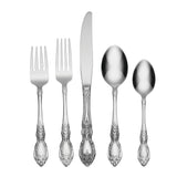 Oneida Wordsworth 20-Piece Stainless Steel Flatware Set, Floral Detail, Mirror Finish