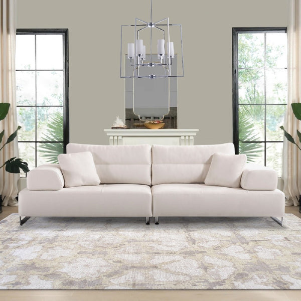 Pasargad Home Ravenna Modern Faux Suede Sofa With Sliding Backrest & Armrests For Ultimate Comfort White Faux Suede Pslm-012-3