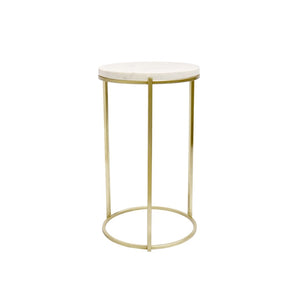 Pasargad Carina Marble Top Side Table - Unique Handcrafted White/Gold Design For Modern Homes White Stainless Steel Psac-148