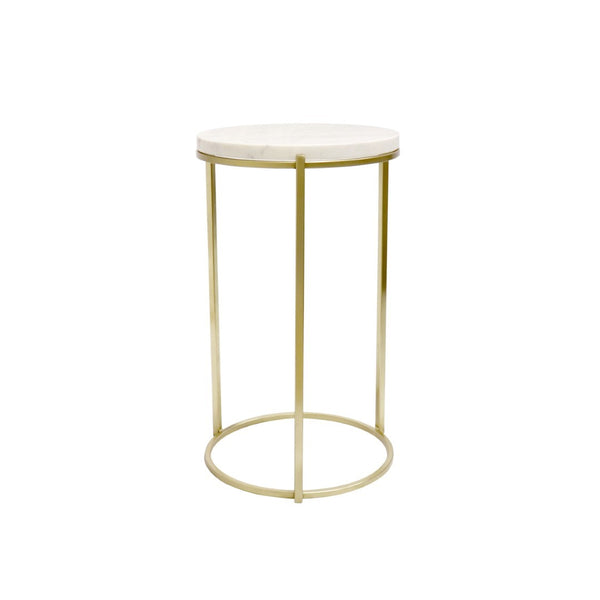 Pasargad Carina Marble Top Side Table - Unique Handcrafted White/Gold Design For Modern Homes White Stainless Steel Psac-148