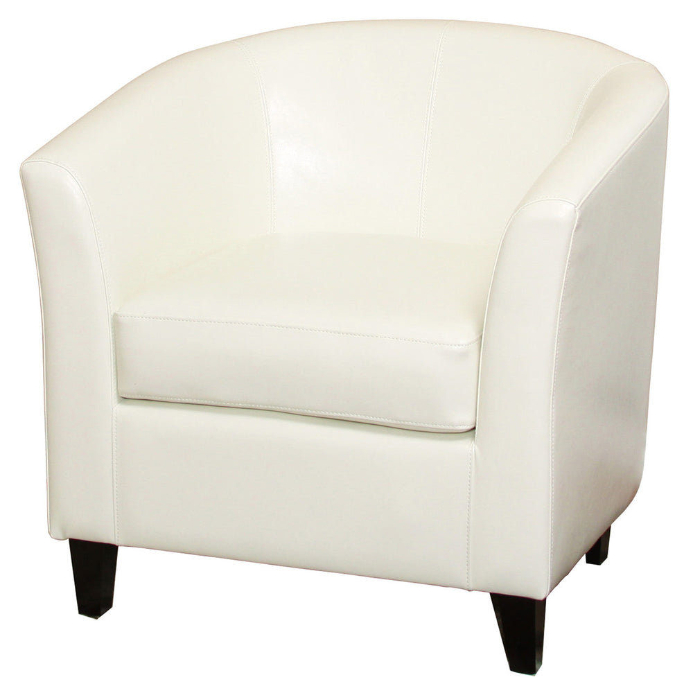 English Elm Christopher Knight Home® - CLUB Preston Ivory Bonded Leather Club Chair – Curvy, Padded Comfort 30"L x 28"W x 30.5"H, Stylish Living Room Accent 46619.00PUWHI