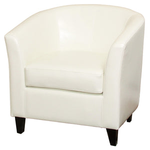English Elm Christopher Knight Home® - CLUB Preston Ivory Bonded Leather Club Chair – Curvy, Padded Comfort 30"L x 28"W x 30.5"H, Stylish Living Room Accent 46619.00PUWHI
