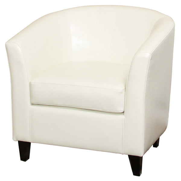 English Elm Christopher Knight Home® - CLUB Preston Ivory Bonded Leather Club Chair – Curvy, Padded Comfort 30"L x 28"W x 30.5"H, Stylish Living Room Accent 46619.00PUWHI