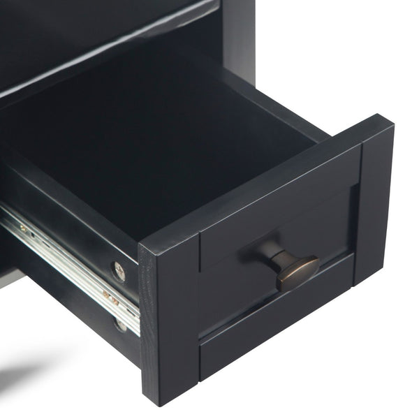 English Elm Warm Shaker Solid Wood 14-Inch Narrow Side Table – Elegant Black Finish With Storage For Small Spaces B136P159659-GIGA