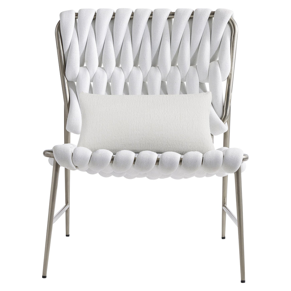 Bernhardt Bernhardt Lido Outdoor Chair With Egret White Filled-Rope Weave, Stainless Frame & Knife-Edge Pillow O4323O