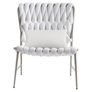 Bernhardt Bernhardt Lido Outdoor Chair With Egret White Filled-Rope Weave, Stainless Frame & Knife-Edge Pillow O4323O
