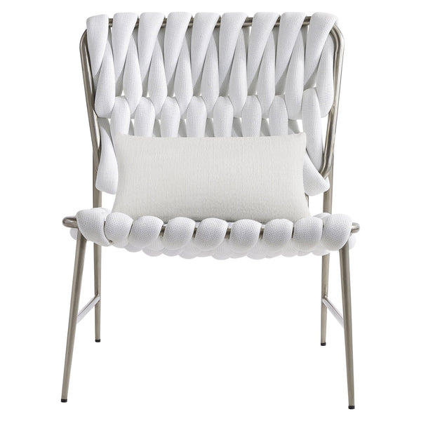 Bernhardt Bernhardt Lido Outdoor Chair With Egret White Filled-Rope Weave, Stainless Frame & Knife-Edge Pillow O4323O