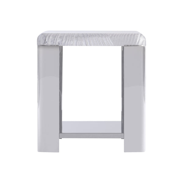 Bernhardt Bernhardt Sculptural Aura Side Table With Carved Acrylic Top & Polished Stainless Shelf – Luxe Accent 316111