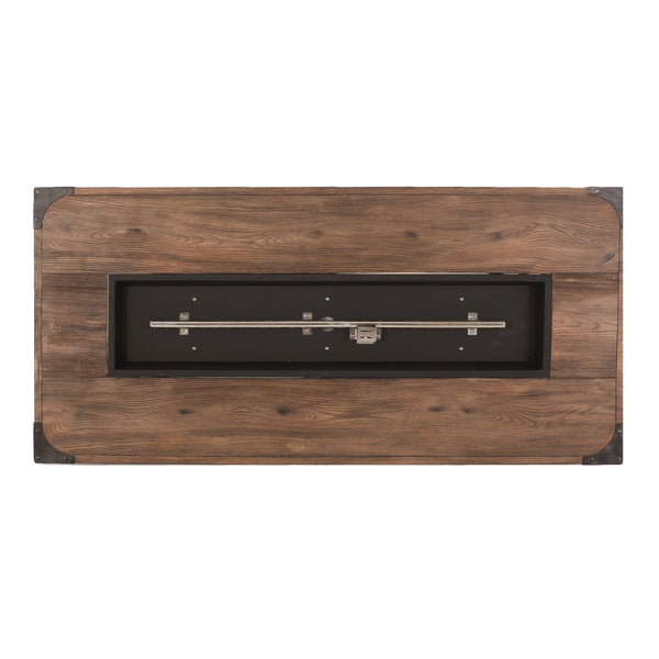 English Elm Outdoor Concrete Rectangle Fire Table 56 Inch Propane Pit with Wood Grain Finish 63263.00-50K