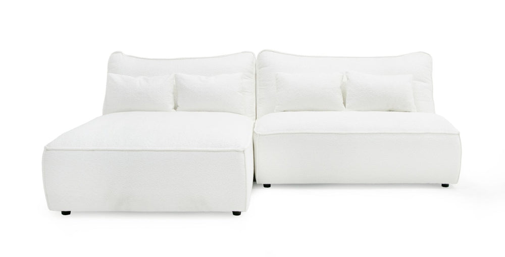 VIG Furniture Racine Modern Modular Sofa With Pocket-Spring Seats, Feather-Blend Cushions & Configurable Chaise White Sectional Sofa VGSX-FF22054-WHT