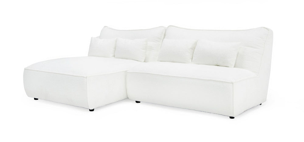 VIG Furniture Racine Modern Modular Sofa With Pocket-Spring Seats, Feather-Blend Cushions & Configurable Chaise White Sectional Sofa VGSX-FF22054-WHT