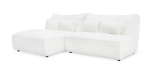 VIG Furniture Racine Modern Modular Sofa With Pocket-Spring Seats, Feather-Blend Cushions & Configurable Chaise White Sectional Sofa VGSX-FF22054-WHT
