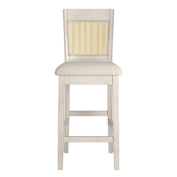 Homelegance By Top-Line Delroy Cane Accent Slat Back Counter Height Stools (Set of 2) White Rubberwood