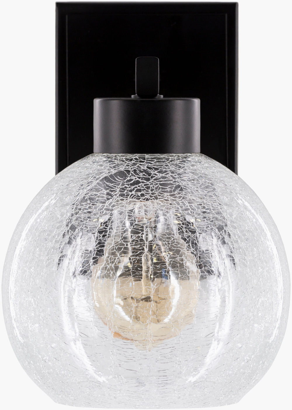 Surya Praed Modern Wall Sconce - 8"L X 6"W X 9"H Elegant Lighting To Revitalize Your Home Decor Space Fixture, Black Iron,Glass Rad-001