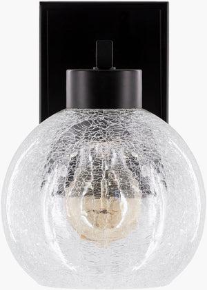 Surya Praed Modern Wall Sconce - 8"L X 6"W X 9"H Elegant Lighting To Revitalize Your Home Decor Space Fixture, Black Iron,Glass Rad-001