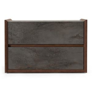 VIG Furniture Rado Walnut Nightstand With Oxid Stucco Drawers, Soft-Close, Hidden Handles, Italian Craftsmanship VGACRADO-NS
