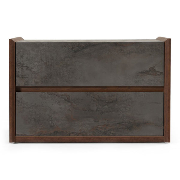 VIG Furniture Rado Walnut Nightstand With Oxid Stucco Drawers, Soft-Close, Hidden Handles, Italian Craftsmanship VGACRADO-NS