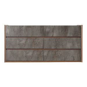 VIG Furniture Rado Modern Walnut Dresser With Stucco Drawers, 6 Soft-Close Storage, Italian Craftsmanship, Ready To Use VGACRADO-DRS
