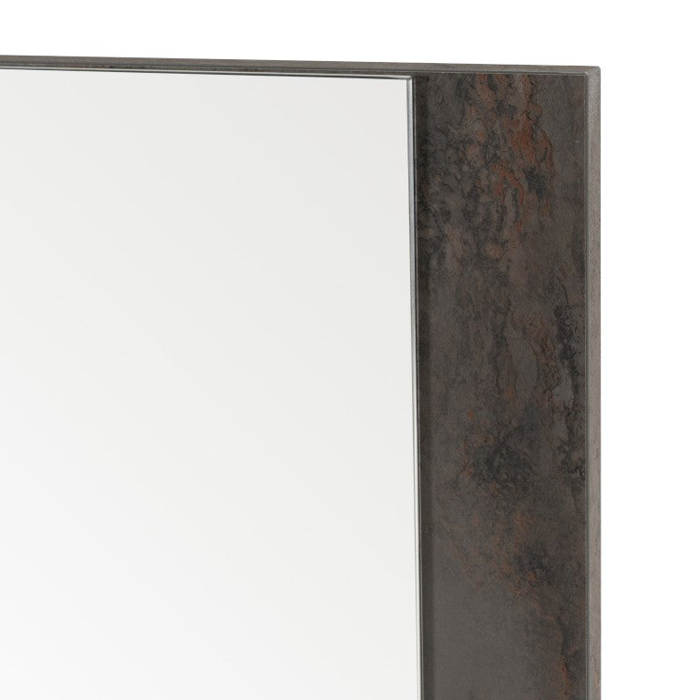 VIG Furniture Rado Contemporary Walnut Veneer Mirror With Oxid Stucco Face — Italian Craftsmanship, Ready To Hang VGACRADO-MIR