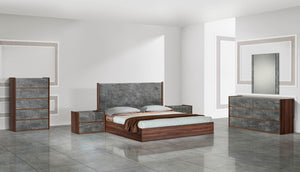 VIG Furniture Rado Modern Walnut Chest With Stucco Drawer Faces, Soft-Close Drawers, Concealed Handles, Italian Craftsmanship VGACRADO-CHEST