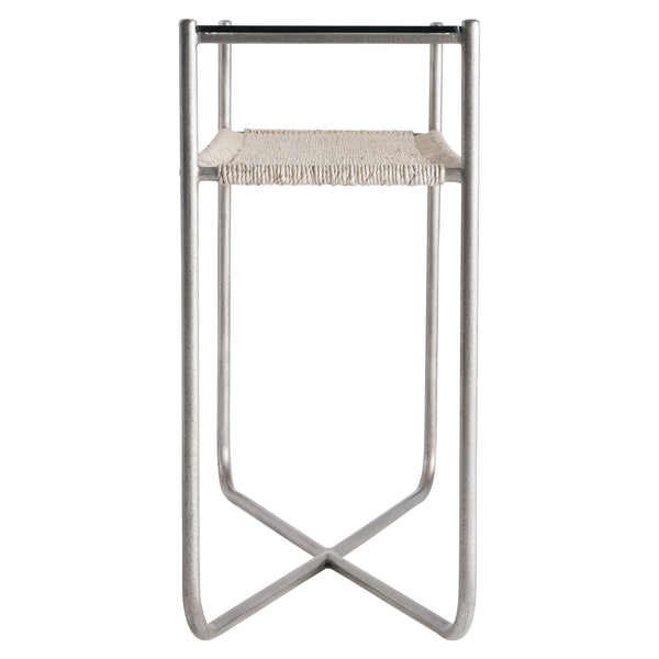 Bernhardt Bernhardt Modern Kendo Console Table With Tempered Glass Top, Woven Abaca Shelf, Graphite Frame 328910
