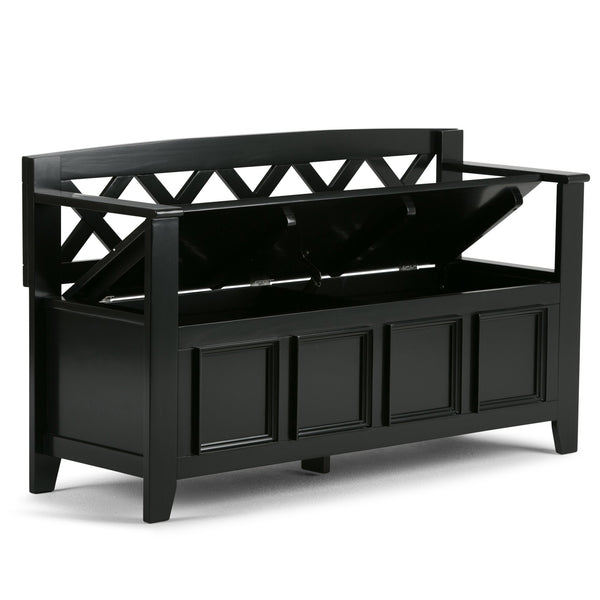 English Elm Amherst Solid Wood Entryway Storage Bench - Stylish Black Seat With Hidden Storage For Two B136P158267