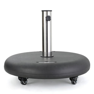 English Elm Wheelie Concrete Outdoor Umbrella Base with Locking Casters for Patio Stability Black 60454.00