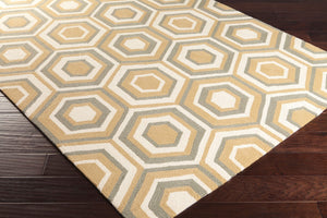 Surya Rain Handmade 5' X 8' Rustic Rug - Comfy, Durable, And Easy To Clean For A Cozy Home Transformation Mustard Polypropylene Rai1225-8rd