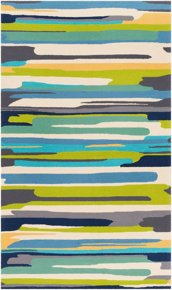 Livabliss Rain Hand Hooked Polypropylene Outdoor Rug Contemporary Patio Deck Accent Light Green, Ye 3' x 5' RAI1270-35