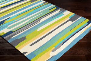 Livabliss Rain Hand Hooked Polypropylene Outdoor Rug Contemporary Patio Deck Accent Light Green, Ye 3' x 5' RAI1270-35