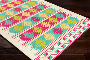 Surya Rain Handmade 5' X 8' Rustic Rug - Comfy, Durable, And Easy To Clean For A Cozy Home Transformation Aqua Polypropylene Rai1272-8rd