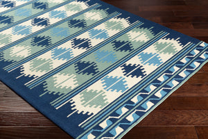Surya Rain Handmade 5' X 8' Rustic Rug - Comfy, Durable, And Easy To Clean For A Cozy Home Transformation Navy Polypropylene Rai1274-8rd