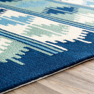 Surya Rain Handmade 5' X 8' Rustic Rug - Comfy, Durable, And Easy To Clean For A Cozy Home Transformation Navy Polypropylene Rai1274-8rd