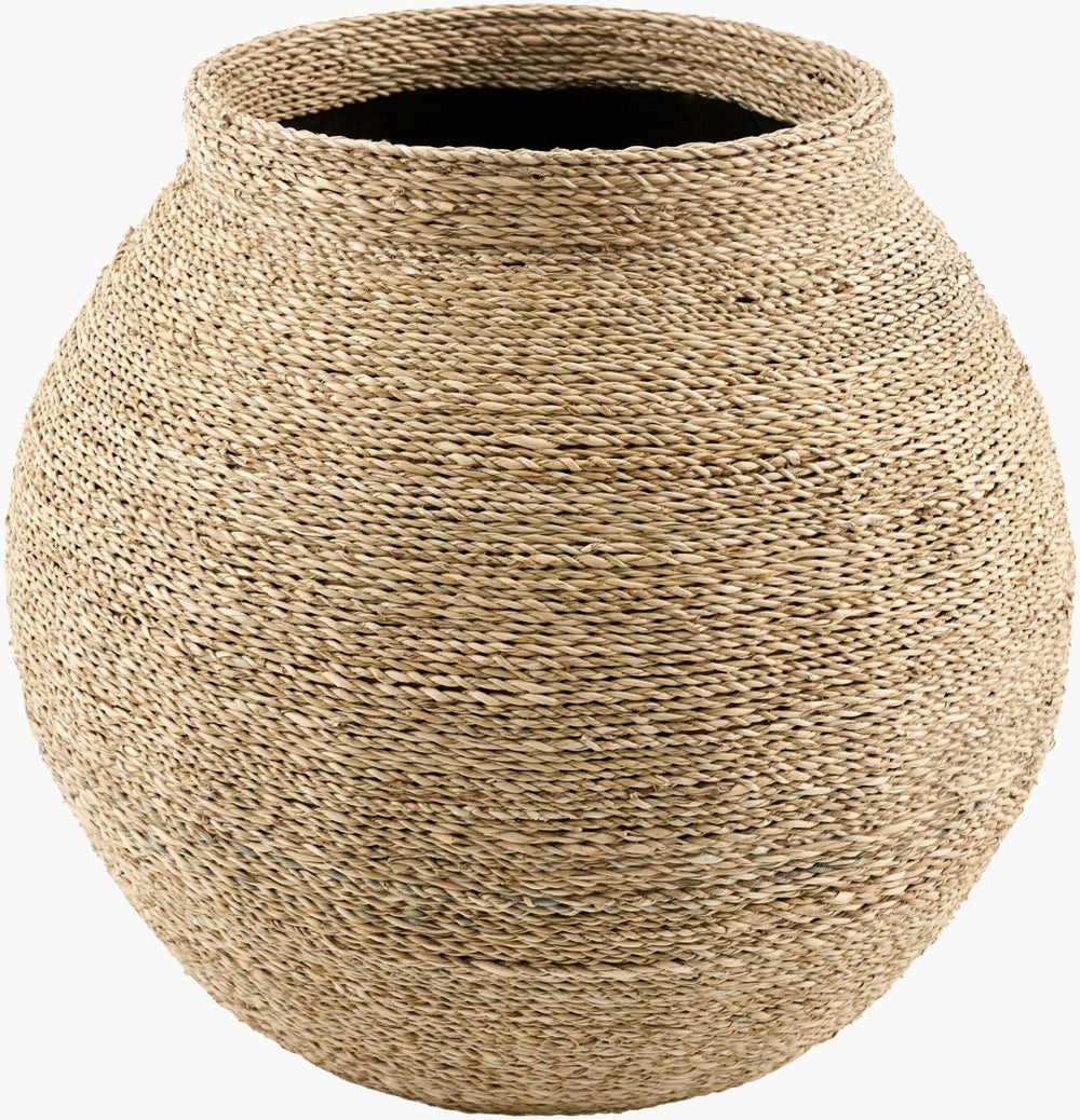 Surya Raine Handcrafted Woven Basket Vase Bohemian Accent for Shelves and Styled Spaces 9"H x 11"W x 11"D RAIN001-91111