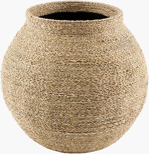 Surya Raine Handcrafted Woven Basket Vase Bohemian Accent for Shelves and Styled Spaces 9"H x 11"W x 11"D RAIN001-91111