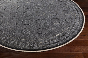 Surya Rajasthan 6' X 6' Handmade Cotton Rug - Global-inspired Elegance & Durable Beauty For Any Room! Black Cotton Raj2301-6rd