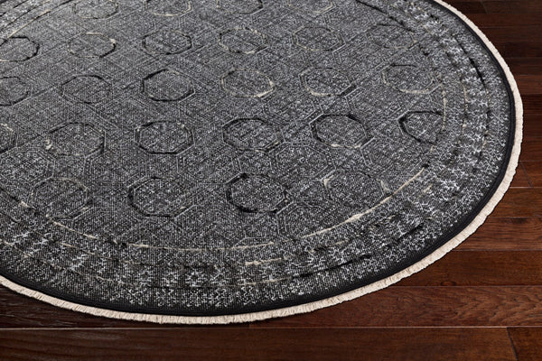 Surya Rajasthan 6' X 6' Handmade Cotton Rug - Global-inspired Elegance & Durable Beauty For Any Room! Black Cotton Raj2301-6rd