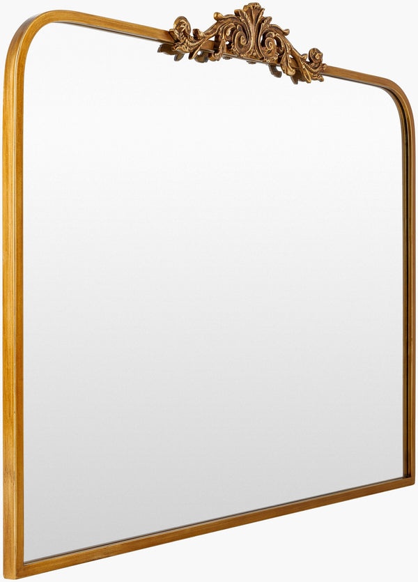 Surya Aarlen Elegant Overmantel Mirror 29"H X 36"W - Sophisticated Wall Decor For Any Room Frame, Gold Iron Ral001-2936