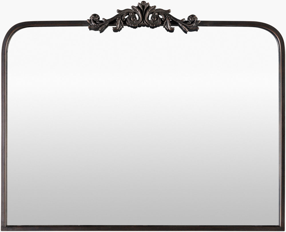 Surya Aarlen Elegant Overmantel Mirror 29"H X 36"W - Sophisticated Wall Decor For Any Room Frame, Black Iron Ral002-2936