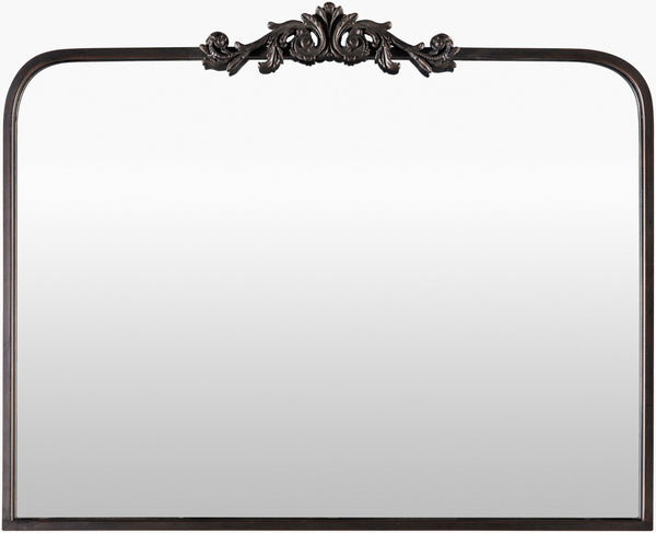Surya Aarlen Elegant Overmantel Mirror 29"H X 36"W - Sophisticated Wall Decor For Any Room Frame, Black Iron Ral002-2936