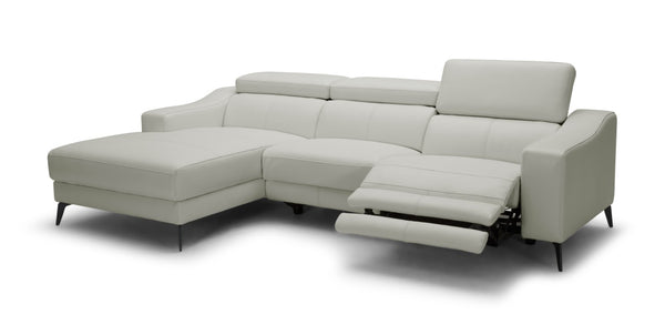 VIG Furniture Rampart Modern L-Shape Laf Leather Reclining Sofa With Dual Motors Chaise Ergonomic Comfort White Sectional Sofa VGKM-5325-LAF-WHT-SECT
