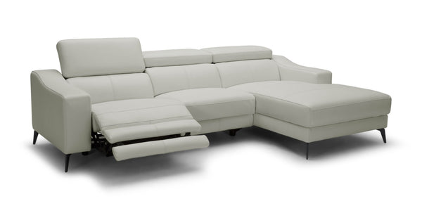 VIG Furniture Rampart Modern White Leather L-Shape Sectional Sofa Raf With Dual-Motor Recliners & Chaise VGKM-5325-RAF-WHT-SECT