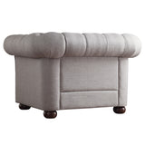 Homelegance By Top-Line Pietro Tufted Scroll Arm Chesterfield Chair Grey Linen