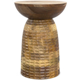 Wooden Accent Table with Sleek Sculptural Design