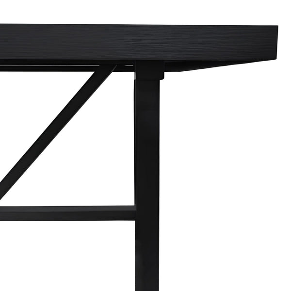 Raquel Japandi Rectangular Dining Table Rubberwood Oak Veneer Seats Six Matte Black