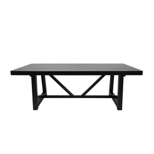 Raquel Japandi Rectangular Dining Table Rubberwood Oak Veneer Seats Six Matte Black