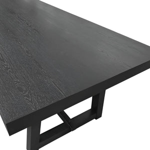 Raquel Japandi Rectangular Dining Table Rubberwood Oak Veneer Seats Six Matte Black