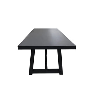 Raquel Japandi Rectangular Dining Table Rubberwood Oak Veneer Seats Six Matte Black